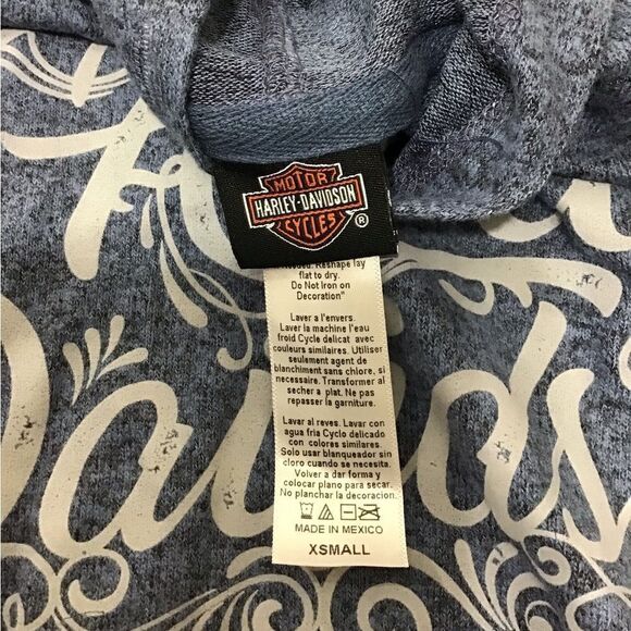 Harley-Davidson Hoodie Dazzled Light Weight Fleece Pullover Size XSmall - Picture 9 of 9